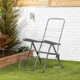Alfresia Garden Relaxer Chair, Charcoal Frame, Bamboo Leaf Classic Cushion - thumbnail 5