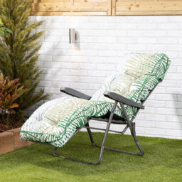 Alfresia Garden Relaxer Chair, Charcoal Frame, Bamboo Leaf Classic Cushion - thumbnail 2
