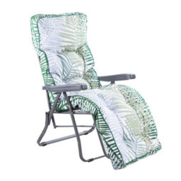 Alfresia Garden Relaxer Chair, Charcoal Frame, Bamboo Leaf Classic Cushion - thumbnail 1