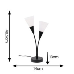 Valuelights Kristina Black 2 Arm Table Lamp With White Frosted Glass Shades - Led Bulbs Included - thumbnail 7