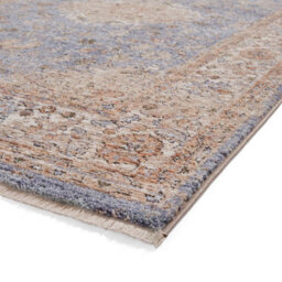 Blue Brown Terracotta Traditional Abstract Bordered 10mm Pile Rug For Bedroom, Living Room, & Dining Room-60Cm X 230Cm (Runner) - thumbnail 6