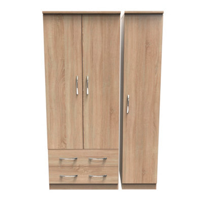 Hampshire Triple 2 Drawer Wardrobe In Bardolino Oak (Ready Assembled) - image 1