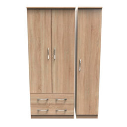 Hampshire Triple 2 Drawer Wardrobe In Bardolino Oak (Ready Assembled) - thumbnail 1