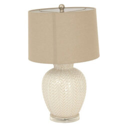 Wyld Haus Palermo Cream Ceramic Table Lamp With Woven-Pattern Base And Natural Fabric Shade - thumbnail 2
