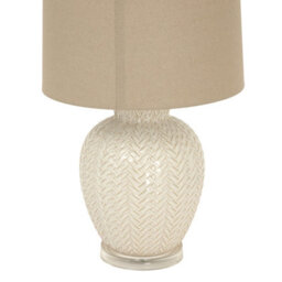 Wyld Haus Palermo Cream Ceramic Table Lamp With Woven-Pattern Base And Natural Fabric Shade - thumbnail 3