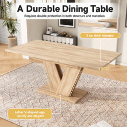 Matteo Extendable Dining Table - Oak Effect Rectangular Table For 6 People - thumbnail 8