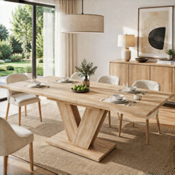 Matteo Extendable Dining Table - Oak Effect Rectangular Table For 6 People - thumbnail 1