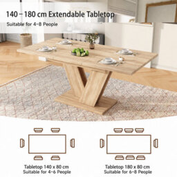 Matteo Extendable Dining Table - Oak Effect Rectangular Table For 6 People - thumbnail 7