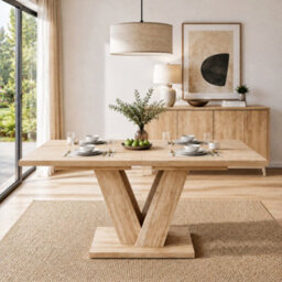 Matteo Extendable Dining Table - Oak Effect Rectangular Table For 6 People - thumbnail 2