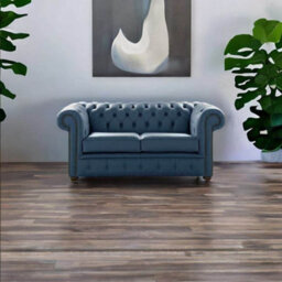Chesterfield 2 Seater Shelly Majolica Blue Leather Sofa Settee Bespoke In Classic Style - thumbnail 3