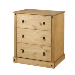 Mercers Furniture Corona 3 Drawer Budget Chest Of Drawers Solid Wood Pine Wooden With Mexican Styling - thumbnail 4