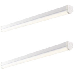 2 Pack 5Ft Emergency Batten Light - 41W Cool White Led - Gloss White & Opal - thumbnail 1