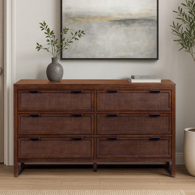 Teamson Home Hatteras Chest Of Drawers 6 Drawer Bedroom Dresser, Walnut - image 1