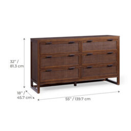 Teamson Home Hatteras Chest Of Drawers 6 Drawer Bedroom Dresser, Walnut - thumbnail 5
