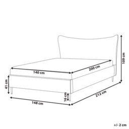 Beliani Bed Velvet Chaleix 140 X 200 Cm (Eu Double) Light Grey - thumbnail 3