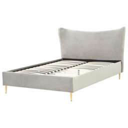 Beliani Bed Velvet Chaleix 140 X 200 Cm (Eu Double) Light Grey - thumbnail 5