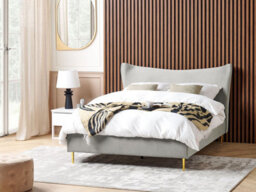 Beliani Bed Velvet Chaleix 140 X 200 Cm (Eu Double) Light Grey - thumbnail 2