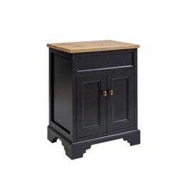 Homestylestore Black Grey And Oak 645mm Bathroom Vanity Unit And Brushed Copper Classic Round Handles - thumbnail 1