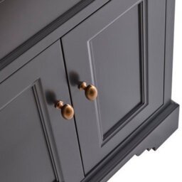 Homestylestore Black Grey And Oak 645mm Bathroom Vanity Unit And Brushed Copper Classic Round Handles - thumbnail 5
