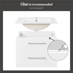 Yaheetech White Wall Mounted Bathroom Vanity Unit Cabinet With Ceramic Basin - thumbnail 7