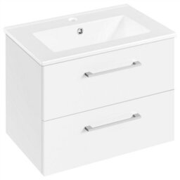 Yaheetech White Wall Mounted Bathroom Vanity Unit Cabinet With Ceramic Basin - thumbnail 2
