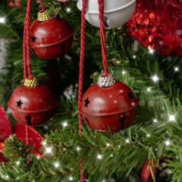 Melody Maison Set Of 2 Red & White Star Shaped Hanging Christmas Decorations - thumbnail 5