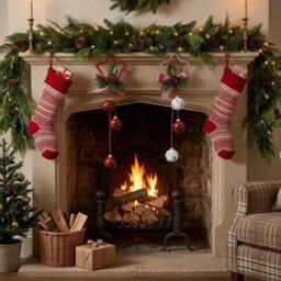 Melody Maison Set Of 2 Red & White Star Shaped Hanging Christmas Decorations - thumbnail 6