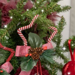 Melody Maison Set Of 2 Red & White Star Shaped Hanging Christmas Decorations - thumbnail 4