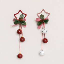 Melody Maison Set Of 2 Red & White Star Shaped Hanging Christmas Decorations - thumbnail 2
