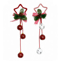 Melody Maison Set Of 2 Red & White Star Shaped Hanging Christmas Decorations - thumbnail 8