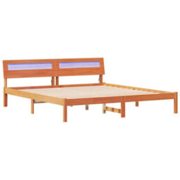 Berkfield Modern With Led Strip Lights Brown 200 X 200 Cm Solid Wood