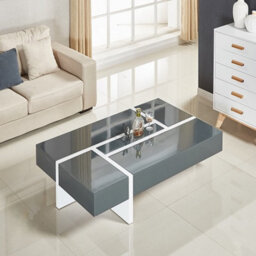 Furniture in Fashion Storm High Gloss Storage Coffee Table In Grey And White - thumbnail 3