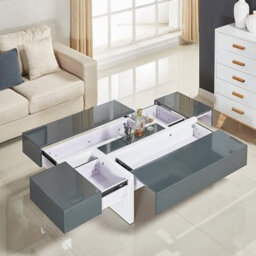 Furniture in Fashion Storm High Gloss Storage Coffee Table In Grey And White - thumbnail 4