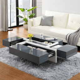 Furniture in Fashion Storm High Gloss Storage Coffee Table In Grey And White - thumbnail 2