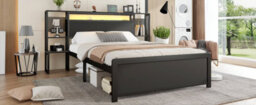 Matteo Black Double Metal Bed Frame With Smart Led Lights, Usb Charging Ports & Integrated Bedside Tables - thumbnail 8