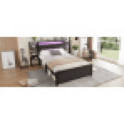 Matteo Black Double Metal Bed Frame With Smart Led Lights, Usb Charging Ports & Integrated Bedside Tables - thumbnail 2