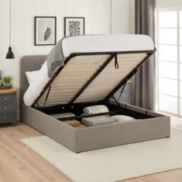 The Furniture Market Soho Curved 4Ft 6In Double Size Storage Ottoman Bed Grey Linen Fabric - thumbnail 2