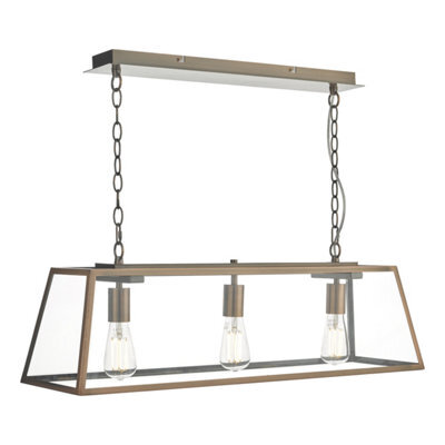 DAR Academy 3 Light Bar Pendant Antique Copper And Glass - image 1