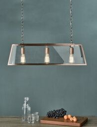 DAR Academy 3 Light Bar Pendant Antique Copper And Glass - thumbnail 4