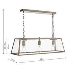DAR Academy 3 Light Bar Pendant Antique Copper And Glass - thumbnail 5