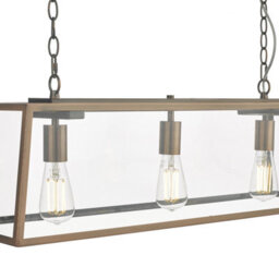 DAR Academy 3 Light Bar Pendant Antique Copper And Glass - thumbnail 3