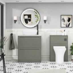 Royal Bathrooms Royal Bathroom Elmore 700mm Matt Green Freestanding Countertop Bathroom Vanity Unit 2 Drawer With Elva Basin - thumbnail 5