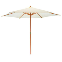 Harbour Housewares Wooden Garden Parasol - 2.7M - Natural - thumbnail 1