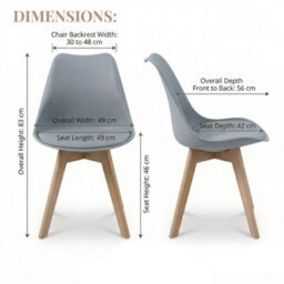 Evre Grey Dining Chairs With Wooden Legs Pu Seat Mid Century Chairs Set Of 2 - thumbnail 2