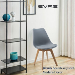 Evre Grey Dining Chairs With Wooden Legs Pu Seat Mid Century Chairs Set Of 2 - thumbnail 8