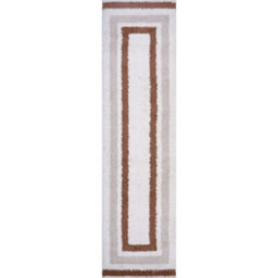 The Rugs Moodi Shaggy Light Beige/terra Slatefern Rug Runner Bordered Thick High Pile For Living Rooms, Bedrooms, Hallways - thumbnail 9
