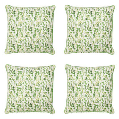 Dibor Set Of 4 Large Green Leaf Print Outdoor Garden Sofa & Chair Cushions - image 1