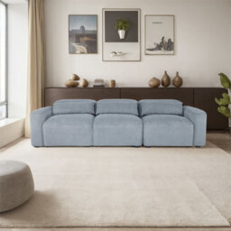 263Cm 3 Seater Sofa, Comfy Corduroy Couch With Spring Cushion, 3 Pillows - Max Load 330Lbs - thumbnail 5