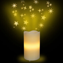White Led Candle Star Projector - Battery Or Usb Powered Realistic Pillar Candle Ambient Led Light Home Decoration - H16 X 8Cm Dia - thumbnail 3
