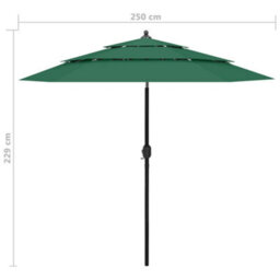 Berkfield 3-Tier Parasol With Aluminium Pole Green 2.5 M - thumbnail 8